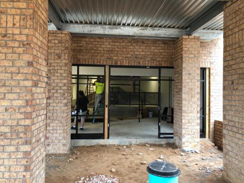 The new entrance to the school