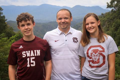 From left is Zachary, Scott and Karena Cline. 