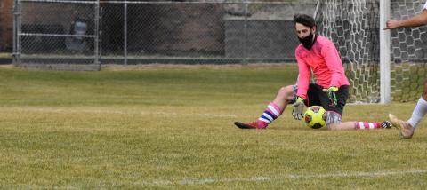 Maroon Devil goalie junior Noel Wolf had 14 saves in the season opener against Franklin. 