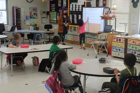 Kindergarten students work in Lawson and Chambers' class at East Elementary