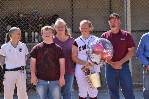 Lady Devil Senior Stacey Griggs is pictured with family on Senior Night