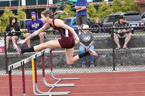 Monica Riordan in the 100 hurdles 