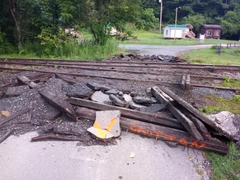 The West Hellards crossing is pictured after the GSMR tore up the crossing last year that leads to NOC residential housing for about 60 people. 