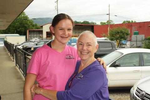 Julia Hunt, right, with her granddaughter Karena. 