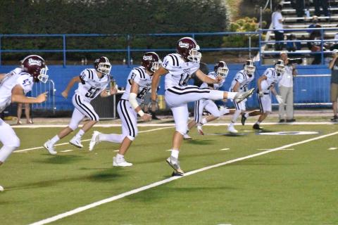 Maroon Devil kicker Gavin Lanning, senior, helped Swain rack up points in the win over Smoky Mountain Friday. 