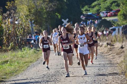 Swain hosted the Smoky Mountain Conference Championship meet on Wednesday at Kituwah. The girls, above, were named Conference Champs