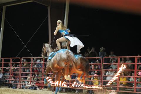 Roman rider jumps ring of fire