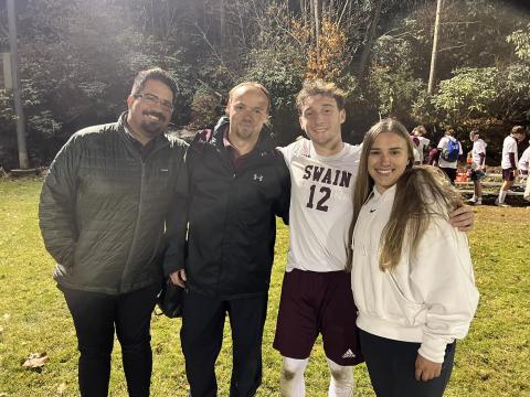 Pictured from left is assistant coach Driver Blythe, head coach Scott Cline, Landon Matz and assistant coach Kyndall Cochran. 