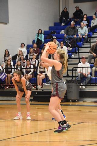Lady Devil Makayla Cody goes up for a basket at Swain’s game against the Smoky Mountain Mustangs last Tuesday. 