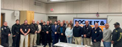 Officers from nine Western North Carolina counties attended a Continuous Alcohol Monitoring (CAM) bracelet training in Swain County last Tuesday. The device is used to detect alcohol from sweat and send the information to the DAs office for DWI offenders. The goal is to discourage impaired driving and help people stay out of jail and get sober.