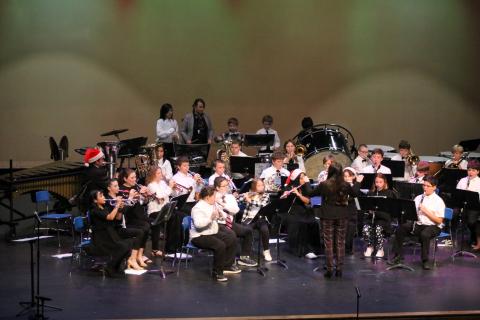Sixth, seventh, and eighth grade students made up Swain Middle School’s Christmas concert. Pictured here is Swain’s sixth grade band members performing Up on a Housetop.