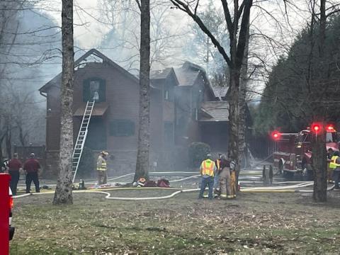 West Swain Volunteer Fire Department and several supporting agencies fought a house fire in Mystic Lands subdivision in the Nantahala Gorge on Thursday, March 2.