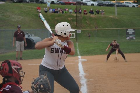 Carley Teesateskie ges ready at bat against Owen on April 21.