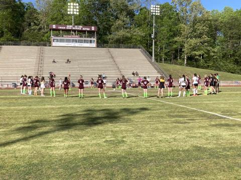 The Swain County High School Lady Devils varsity soccer team recognized May as Mental Health Month during their home game on Monday, May 8. Before the game, they gathered in a circle and prayed together to raise awareness for mental health issues.
