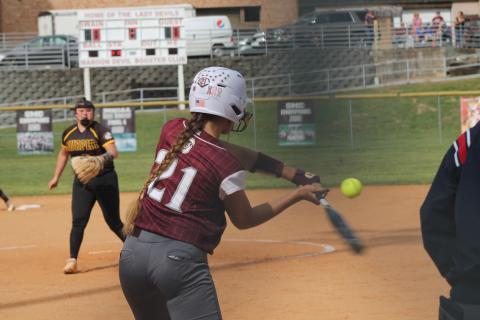 Lady Devil Haileigh Woodard at bat at home May 4