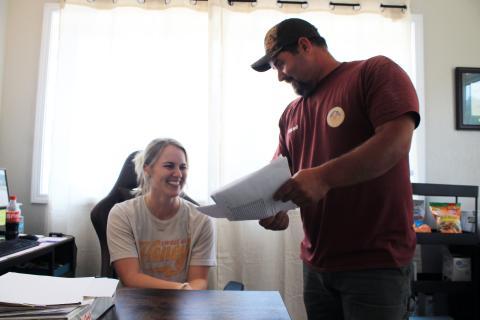 New recreation director Taylor Woodard has numerous projects she’s overseeing for the department. She is pictured with programming director Mitchell Green.