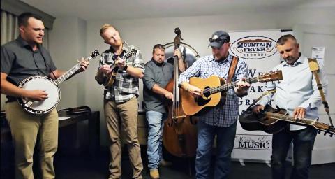 From left: Mikel Laws, BJ Taylor, Tim Williams, Jamie Mason and Kenneth Rymer make up Appalachian Smoke. The band has a new album coming out in early 2024, Laws says.