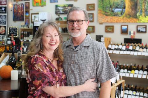 From left, Candy and Kirk Benton own and operate Bryson City Wine Market.