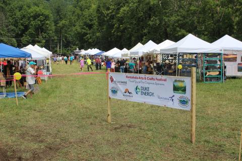 The festival sign welcomes visitors to the first Nantahala Arts and Crafts Festival held this past Saturday. 
