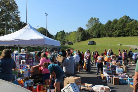Disaster relief following Hurricane Helene was being distributed at the ball field parking lot at the Swain County Recreation Park on Tuesday. The donation effort came from Caswell County, N.C. 