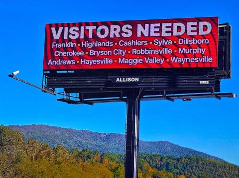 This billboard on 441 advertises the towns in southwestern NC that are seeking visitors