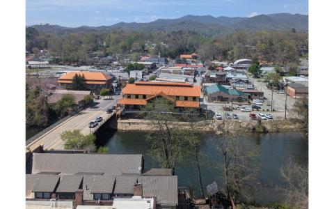 Photo/Elliott Pritchard. Bryson City on the afternoon of Monday, April 14. Sarah Conley, Swain County Tourism Development Authority Executive Director, was optimistic about this year’s tourist season. 