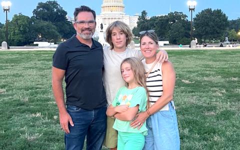 Submitted photo.  Mathematics Teacher Molly Lawless with her family in a recent photo at the U.S. Capitol. Lawless was selected as this year’s Swain County High School Teacher of the Year.