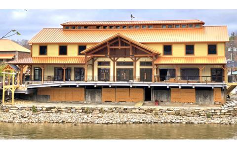 SMT photo/Sara Eisinger.  The Tuck and Table is under construction on Everette Street Friday, April 4. The restaurant will include a full bar, upper and lower dining, outdoor seating and dining, riverwalk, conference area and entertainment space.