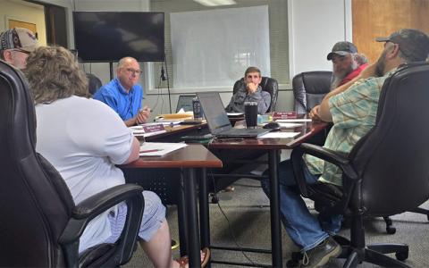 Photo/Sara Eisinger. The Town of Bryson City Meter/Billing Planning committee meets at Town Hall to plan for upcoming Advanced Meter Infrastructure system Monday. 