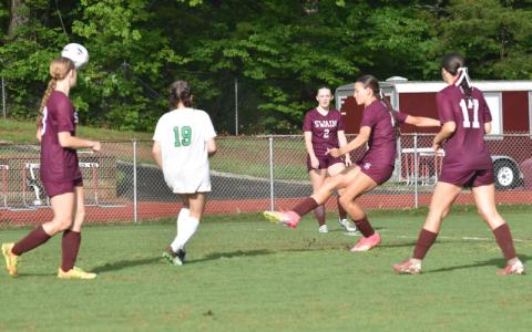 Sophomore Madison Blankenship clearing a ball.