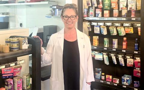SMT photo/Sara Eisinger.  WNC Pharmacist Erin Kirkpatrick and her husband, Eddie, threw all the money they had into opening the pharmacy on Slope Street Monday, June 16. Kirkpatrick opted to open in Bryson City due to its welcoming community. 