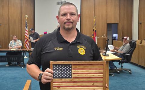 SMT photo/Sara Eisinger.  Former Swain County Sheriff’s Office Chief Deputy Brian Kirkland was appointed sheriff following a 4-1 vote at a county commission meeting Tuesday.