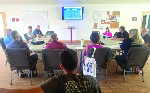 SMT photo/Sara Eisinger.   Public officials and staff members with Swain County and Bryson City attend a Communications and Safety Meeting, led by Lottie Barker, county administrator, and Sam Patillo, city manager, Wednesday, Aug. 20.