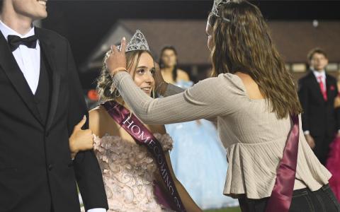 Photo/Joanna McMahan.  Alexa Aldridge is crowned homecoming queen at half time Friday, Sept. 19. 
