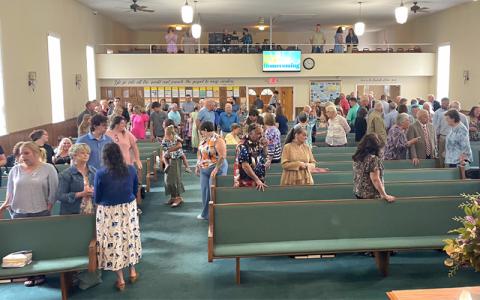 Submitted photo.   An upward 225 visitors and congregants attend the 75th anniversary of Victory Baptist Church Sunday, Aug. 17.  