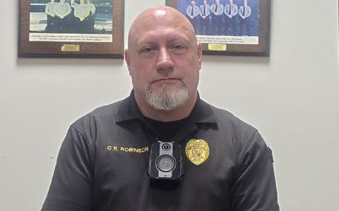 SMT photo/Sara Eisinger.  Bryson City Police Department Chief Charlie Robinson opens up about his 9/11 experience and community support Sept. 5.
