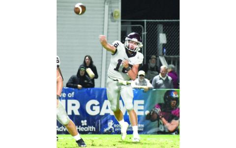 Photo/Kevin Hensley.  #16 Druw Cody targets his receiver in the first half of the Swain - Robbinsville game October 3.