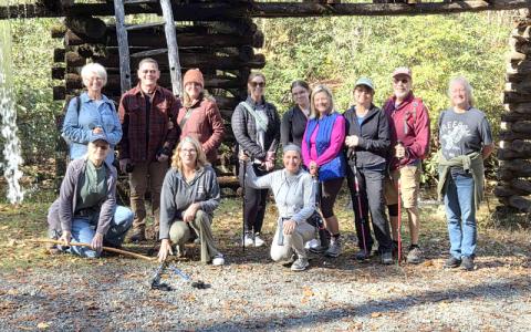 Submitted photo.  Members of Bryson City Friends and Adventure Group, led by Doreen Guma, hike Mingus Mill Trail Nov. 4.