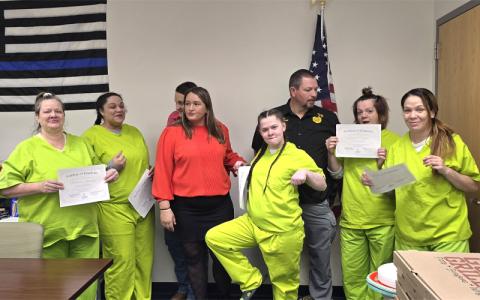 SMT photo/Sara Eisinger.  Swain County Sheriff Brian Kirkland partners with Sunrise Community for Recovery and Wellness to help reduce recidivism for drug-related offenses during a graduation program for its wellness recovery action plan program Dec. 18.