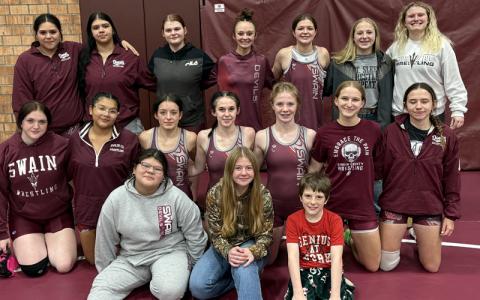 Photo submitted.  Lady Devils Keilani Teesateskie (front, left to right), Mattie Brown, Jedi Roper; (middle, left to right) Maddie Crisp, Melyssa Wildcat, Chloe Kent, Faith West, Claire Ball, Ellie Norton, Madison Mashburn; (back, left to right) Alexis Tranter, Nevaeh Hughes, Isabella Ponton, Elaynah Cogdill, Asiah Ball, Makayla Hunt and Lindsey Faulkenberry host Devil Girl Duals, posting a perfect 5–0 record and claiming the tournament title to secure their fifth tournament championship of the year Dec. 12