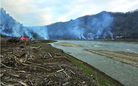 Submitted photo Crews burned large piles of wood and debris collected in 2025 during the 288 Cleanup.