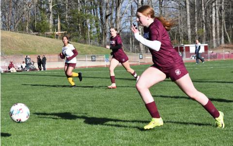 Submitted photo.  Rio Helpman, freshman, against Thomas Jefferson Classical Academy March 19.