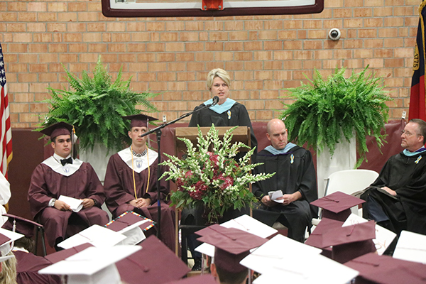 Principal Blankenship addresses the crowd during last year's ceremony.