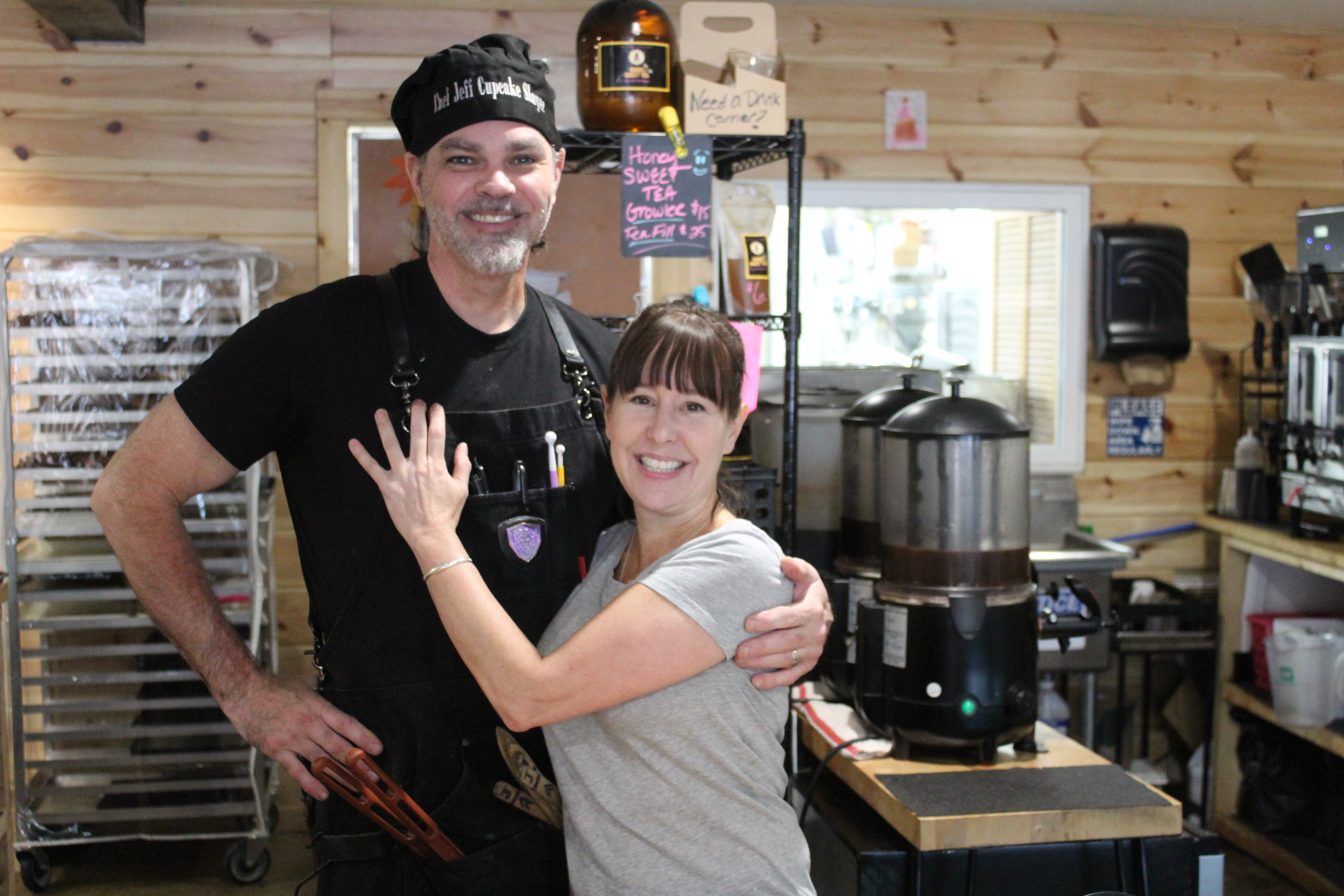 From left, Jeff and Kim Johner own and operate Honey Bear's Cupcakery. 