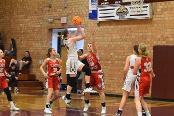 Lady Devil Mazie Helpman was the highest scorer for the Lady Devils Friday with 27 points.