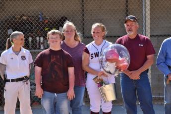 Lady Devil Senior Stacey Griggs is pictured with family on Senior Night