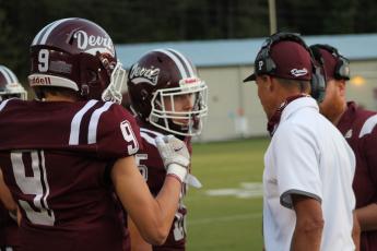 Maroon Devils coaches get real with players, with a strong message in the first half to keep their head in the game after Franklin scores two touchdowns in the first quarter. 