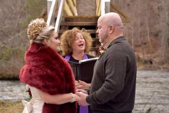 Nikki and Rob Ressler tied the knot on 2/22/22 at 2 p.m. at the Needmore swinging bridge. 