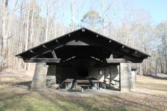Town planning board has suggested a nice, big pavilion for Island Park, similar to the one pictured here at Deep Creek but likely without the stonework and fireplace.