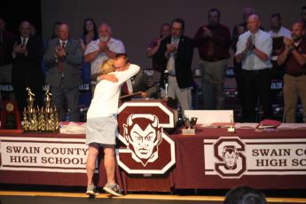 Joanna McMahan was honored at the Swain County High Athletic Awards night on Tuesday, May 24 for her years spent photographing athletes on the field for the school’s social media.